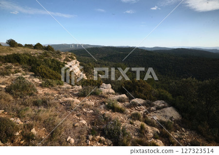 Beautiful landscape hills sky clouds 127323514