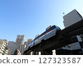 The Tokyo Monorail passes near Tamachi Station in Tokyo 127323587