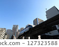 The Tokyo Monorail passes near Tamachi Station in Tokyo 127323588