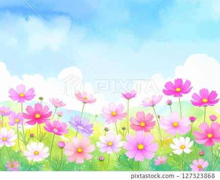 宇宙與藍天水彩風格 127323868