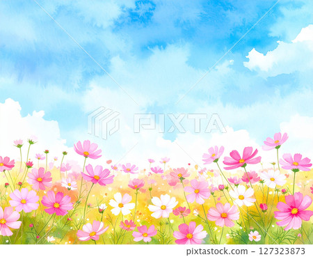 宇宙與藍天水彩風格 宇宙與藍天水彩風格 127323873