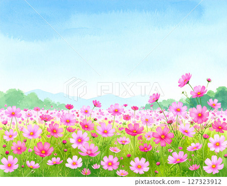 宇宙與藍天水彩風格 127323912