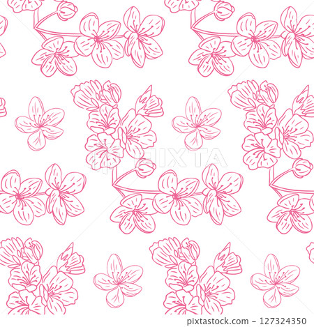 Seamless vector pattern with pink cherry blossom 127324350