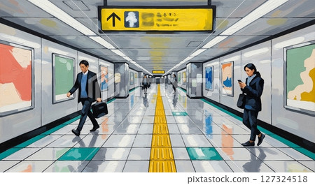 Urban subway passage with thick oil painting effect 127324518
