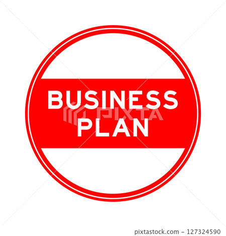 Red color round seal sticker in word business plan on white background Red color round seal sticker in word business plan on white background 127324590