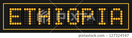 Orange color led banner in word ethiopia on black background 127324597