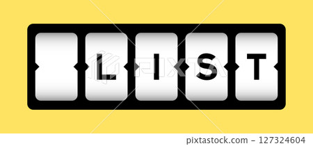 Black color in word list on slot banner with yellow color background Black color in word list on slot banner with yellow color background 127324604
