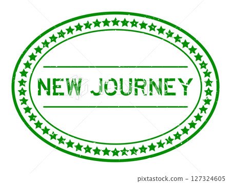 Grunge green new journey word oval rubber seal stamp on white background 127324605