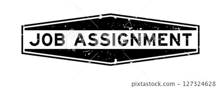 Grunge black job assignment word hexagon seal stamp on white background Grunge black job assignment word hexagon seal stamp on white background 127324628