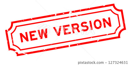 Grunge red new version word rubber seal stamp on white background 127324631