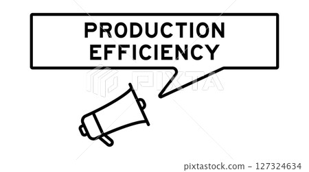 Megaphone icon with speech bubble in word production efficiency on white background 127324634