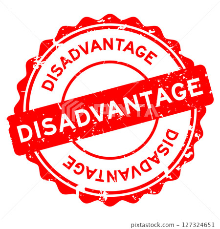 Grunge red disadvantage word round rubber seal stamp on white background 127324651