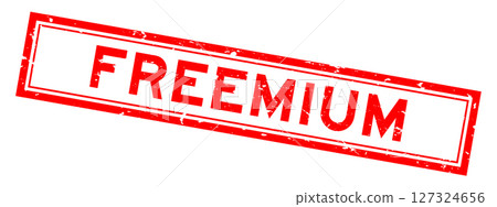 Grunge red freemium word square rubber seal stamp on white bacckground 127324656