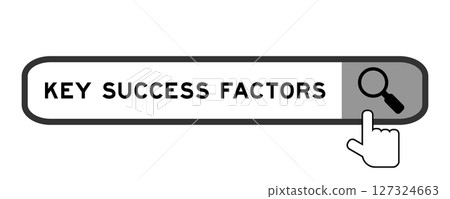 Search banner in word key success factor with hand over magnifier icon on white background 127324663