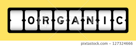 Black color in word organic on slot banner with yellow color background 127324666