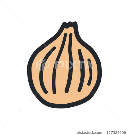 Onion outline hand-drawn color illustration 127324696