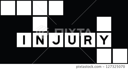 Alphabet letter in word injury on crossword puzzle background 127325070