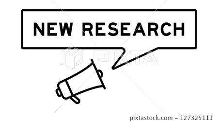 Megaphone icon with speech bubble in word new research on white background 127325111