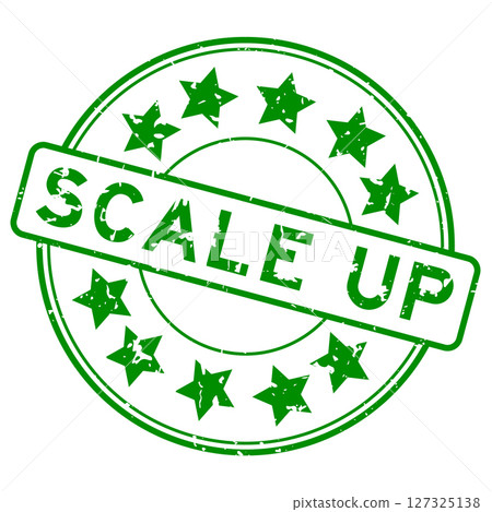 Grunge black scale up word with star icon round rubber seal stamp on white background Grunge black scale up word with star icon round rubber seal stamp on white background 127325138