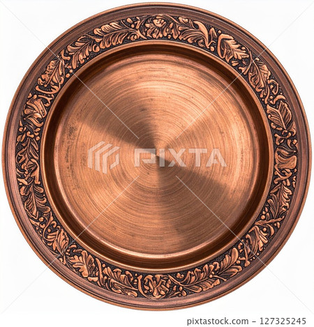 Ornate Copper Plate with Detailed Design Ornate Copper Plate with Detailed Design 127325245