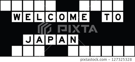 Alphabet letter in word welcome to japan on crossword puzzle background 127325328