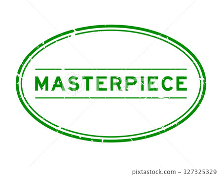Grunge green masterpiece word oval rubber seal stamp on white background Grunge green masterpiece word oval rubber seal stamp on white background 127325329
