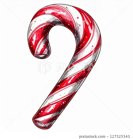 Red And White Striped Candy Cane Illustration 127325543