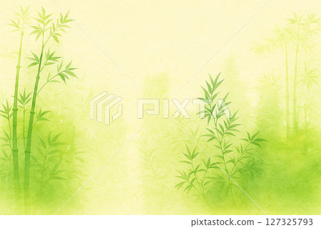 Bamboo - Ink painting style background illustration of bamboo leaves - AI generated image 127325793