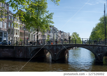 Scenery along the canal in Amsterdam/Netherlands Scenery along the canal in Amsterdam/Netherlands 127326002