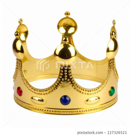 Gold Crown with Colorful Gemstones on White Background Gold Crown with Colorful Gemstones on White Background 127326521