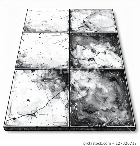 Black And White Textured Square Tiles Set 127326712