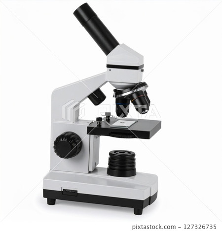 White and Grey Microscope on White Background White and Grey Microscope on White Background 127326735