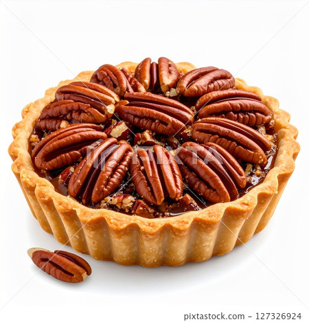 Mini Pecan Pie Tart on White Background 127326924