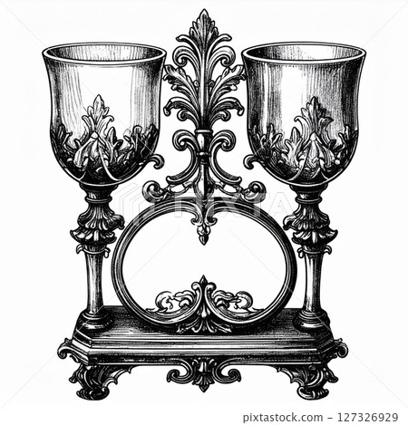Ornate Vintage Candlestick Holder Illustration 127326929