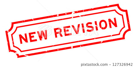 Grunge red new revision word square rubber stamp on white background 127326942