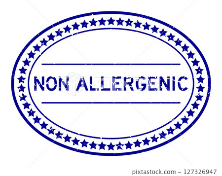Grunge blue non allergenic word oval rubber seal stamp on white background 127326947