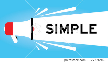 Color megaphone icon with word simple in white banner on blue background 127326969