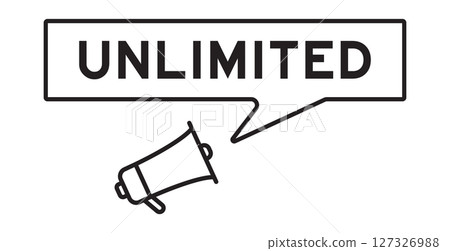 Megaphone icon with speech bubble in word unlimited on white background 127326988