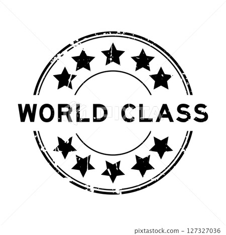 Grunge black world class word round rubber seal stamp on white background Grunge black world class word round rubber seal stamp on white background 127327036