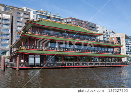 Amsterdam cityscape from a cruise ship/Netherlands 127327393
