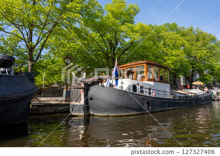 Amsterdam cityscape from a cruise ship/Netherlands 127327406
