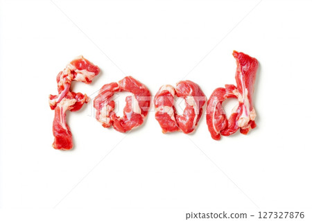 Raw meat against white isolated background 127327876
