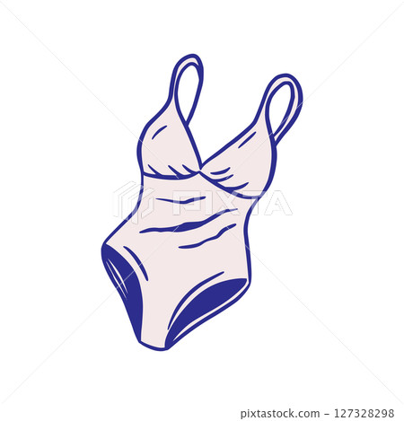 Swimsuit Hand Drawn Minimalist Illustration Beach Summer Sketch Whimsical Doodle Illustration 127328298