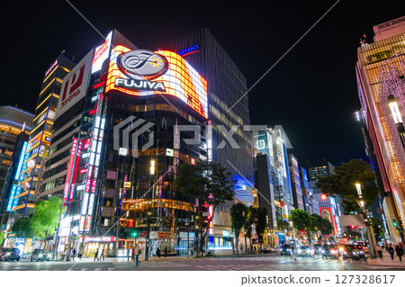 Tokyo Yurakucho at night, Sukiyabashi intersection 127328617