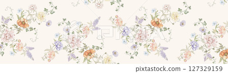 Artistic Flower Print Set for Creative Design 127329159