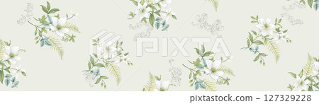 Artistic Flower Print Set for Creative Design Artistic Flower Print Set for Creative Design 127329228
