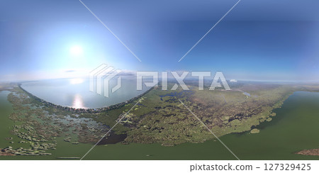 Big swamp landscape in 360 vr view 127329425