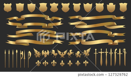 Golden heraldic symbols 127329762