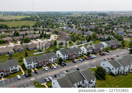 residential area with colorful houses lining the streets. 127331601