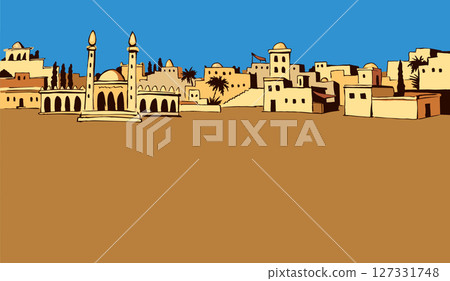 Old Arabic city. Vector drawing 127331748